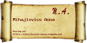 Mihajlovics Anna névjegykártya
